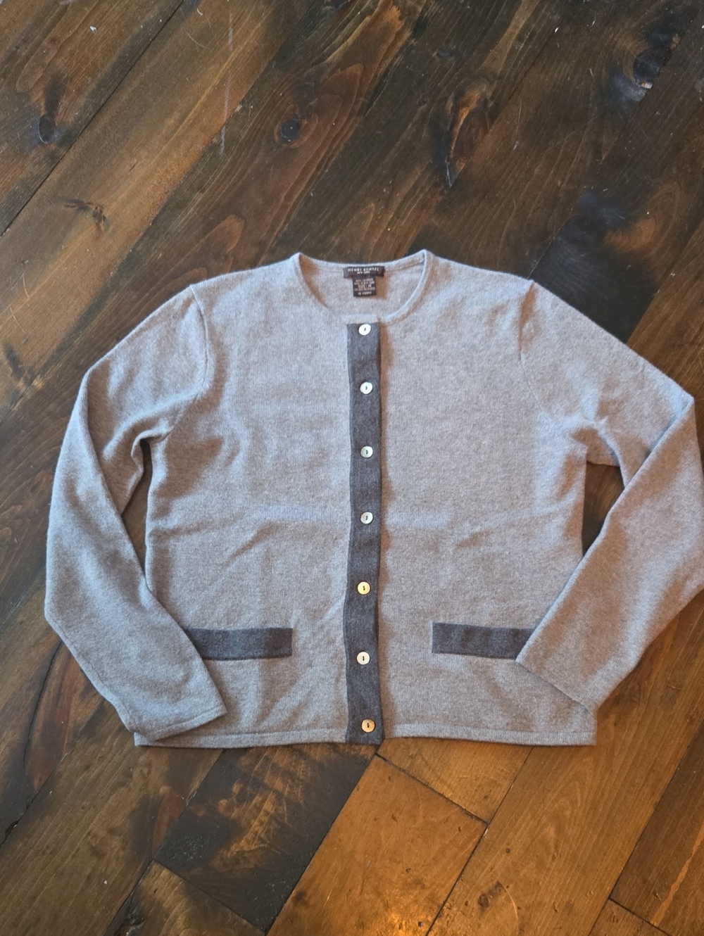 henri bendel Men’s Two-Tone Gray Button Cardigan